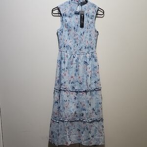 Allegra K Blue Tiered Maxi Sundress for Wedding Guests